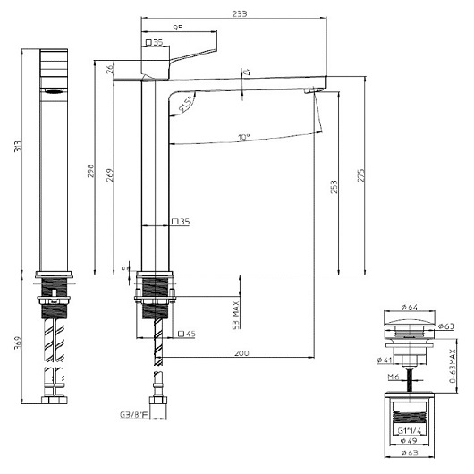 Смесители Смеситель для раковины высокий, цвет Matt Black 