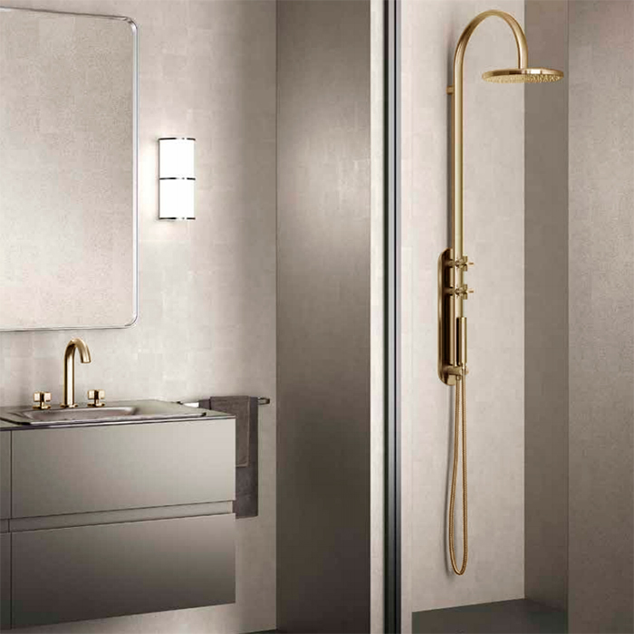 Душевая стойка со встраиваемым термостатом с верхним, ручным душемм шланг 1,7м, цвет: greige