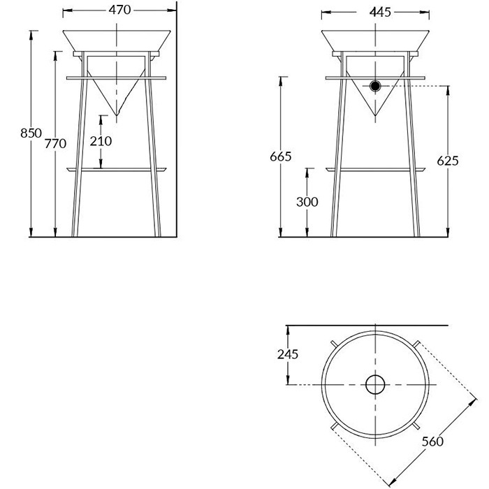 Мебель для ванной Металлическая структура напольная 44, черная матовая 