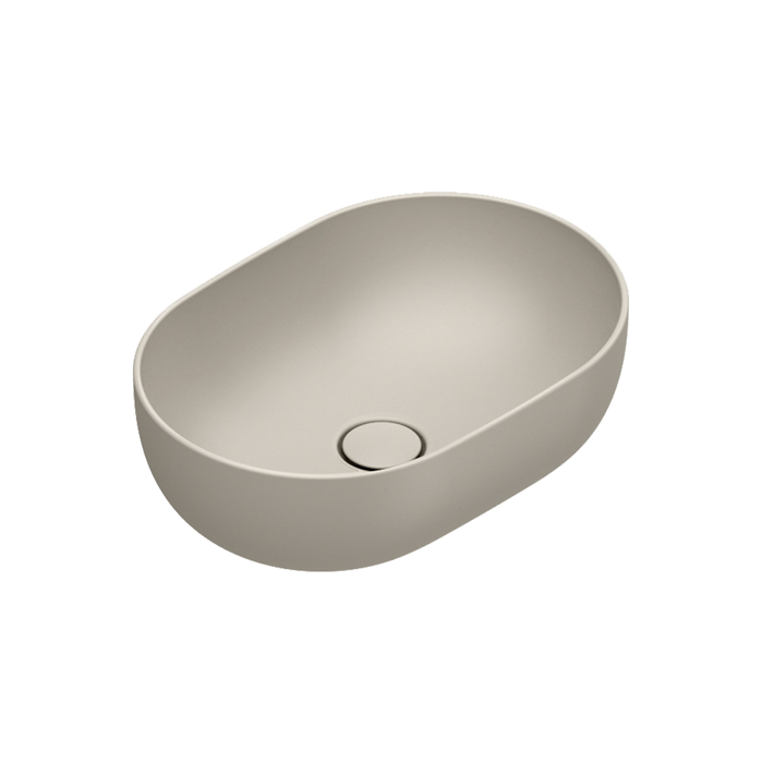 Раковины Раковина 50x35 h16 накладная, без отверстий под смеситель, покрытие Cataglaze+, цвет Sabbia Satinato 