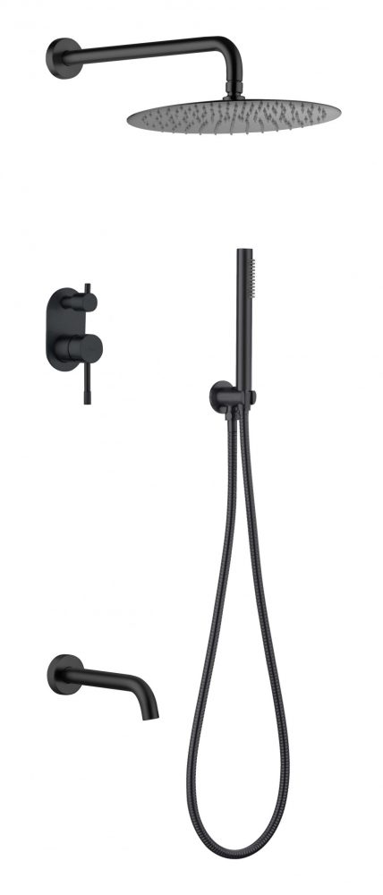 Смесители Смеситель встроенный + верхний+ ручной душ, Black 