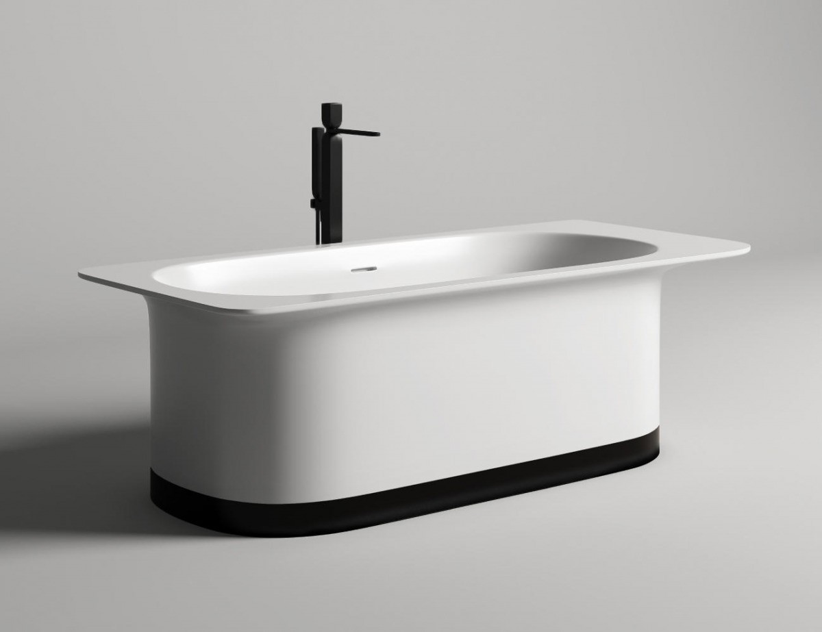 Ванны Ванна отдельностоящая 1800х820х575 мм, донный клапан, сифон, интегрированный слив-перелив, материал S-stone матовый белый 