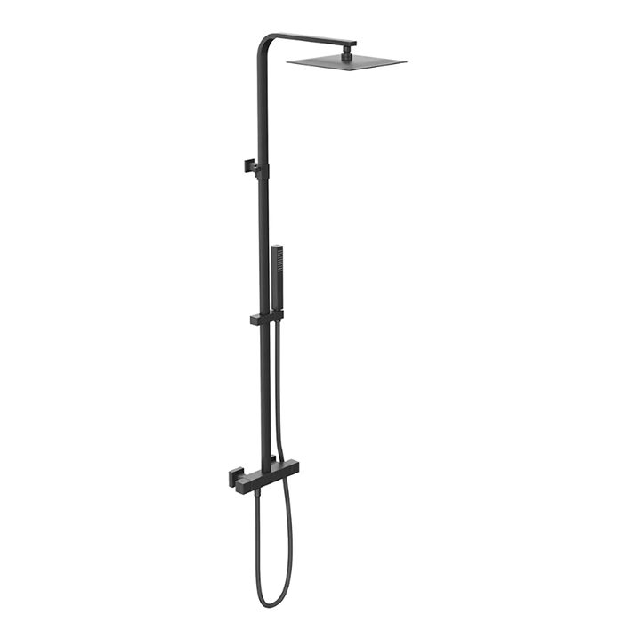 Душевая колонна с термостатическим смесителем, цвет черный матовый