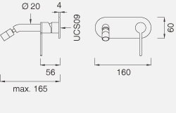 Смесители Настенный смеситель с настраиваемым краном. Длина макс. 165 мм INV13 