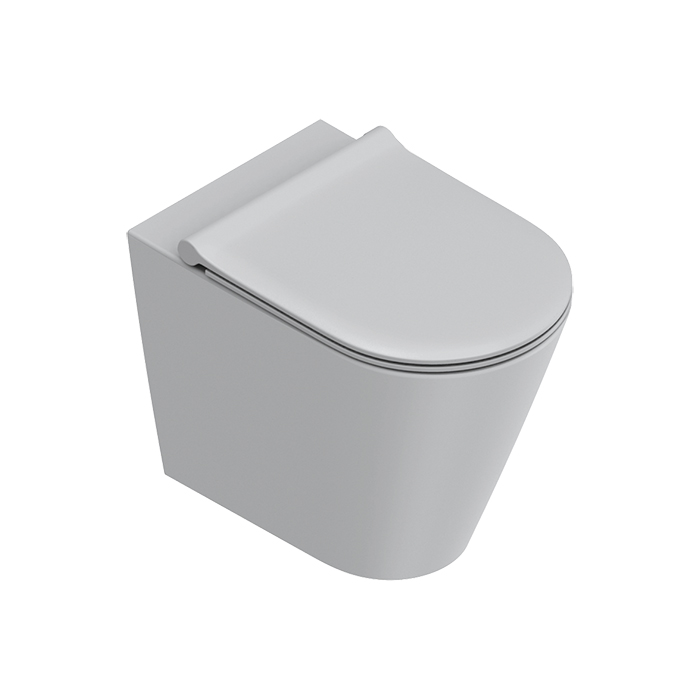 Унитазы Унитаз напольный 55x35, безободковый, универс.слив, смыв Tornado, покрытие Twinglaze+, без крепежа, цвет Cemento Satinato 