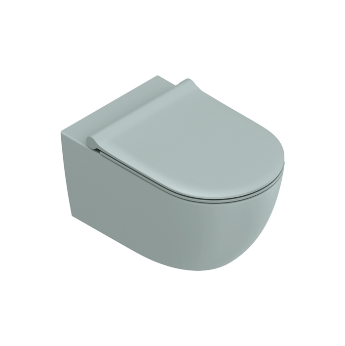 Унитаз подвесной 55x35, безободковый, смыв Tornado, покрытие Twinglaze+, без крепежа, цвет Aqua Satinato