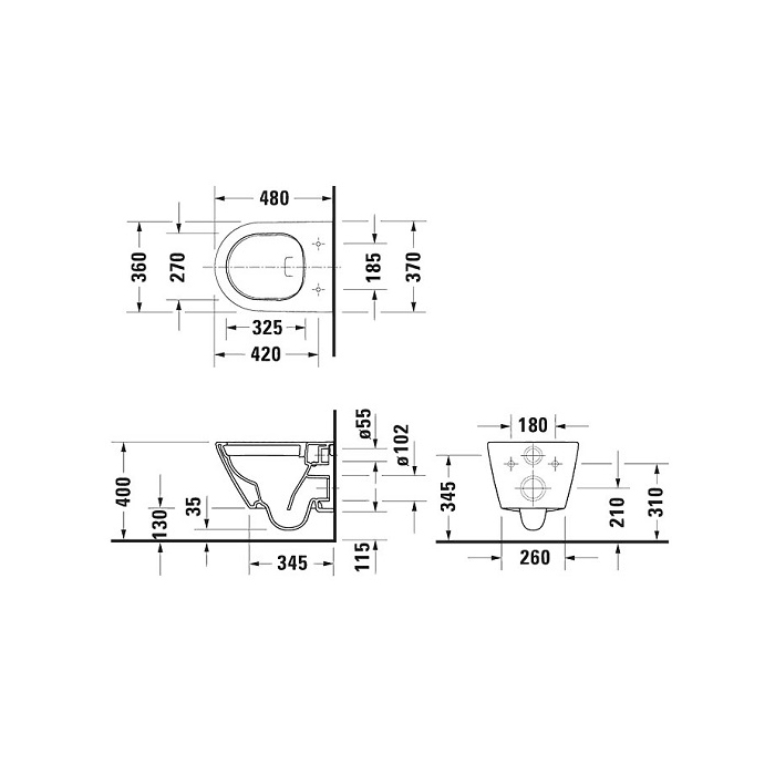 Унитазы Унитаз подвесной  480 mm цвет белый глянцевый 