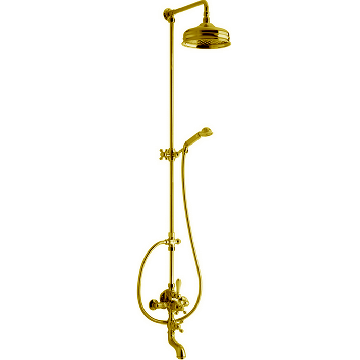 Душевая программа Термостатический смеситель для ванны/душа с душевым комплектом и верхним душем, цвет золото 