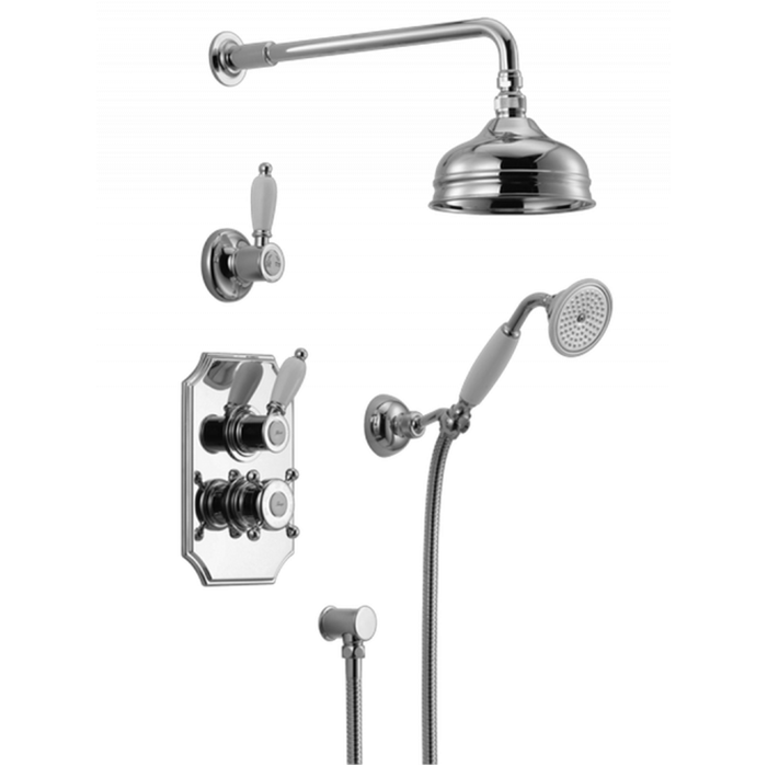 Смесители Комплект: термостатический смеситель c запорным вентилем, переключатель, верхний душ Easy Clean, ручной душ со шлангом на держателе, вывод, 