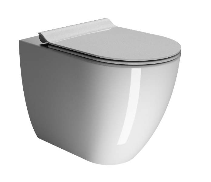 Унитазы Унитаз напольный приставной, безободковый (белый глянцевый) 