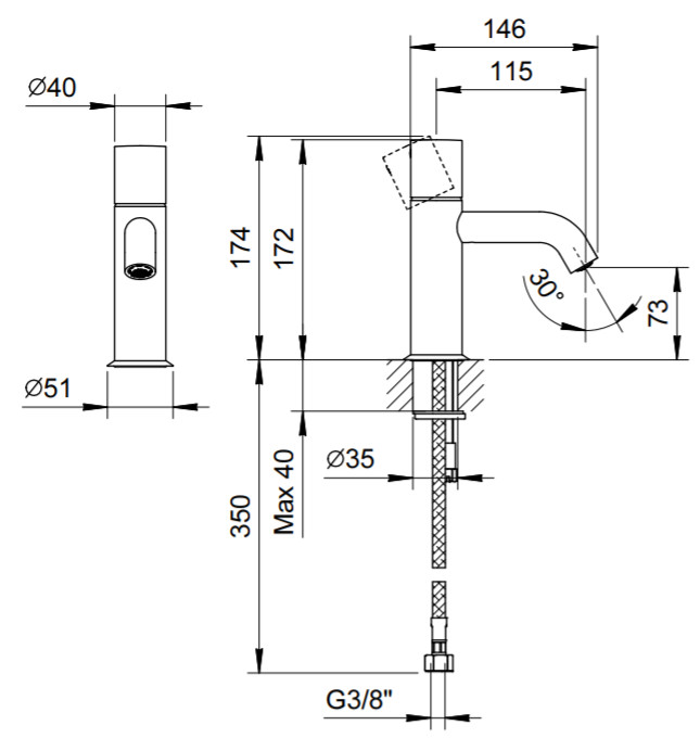 Смесители Смеситель для раковины на 1 отверстие 