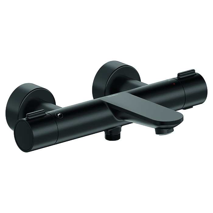 Смесители Термостатический смеситель для ванны/душа с изливом Wave, черный матовый 