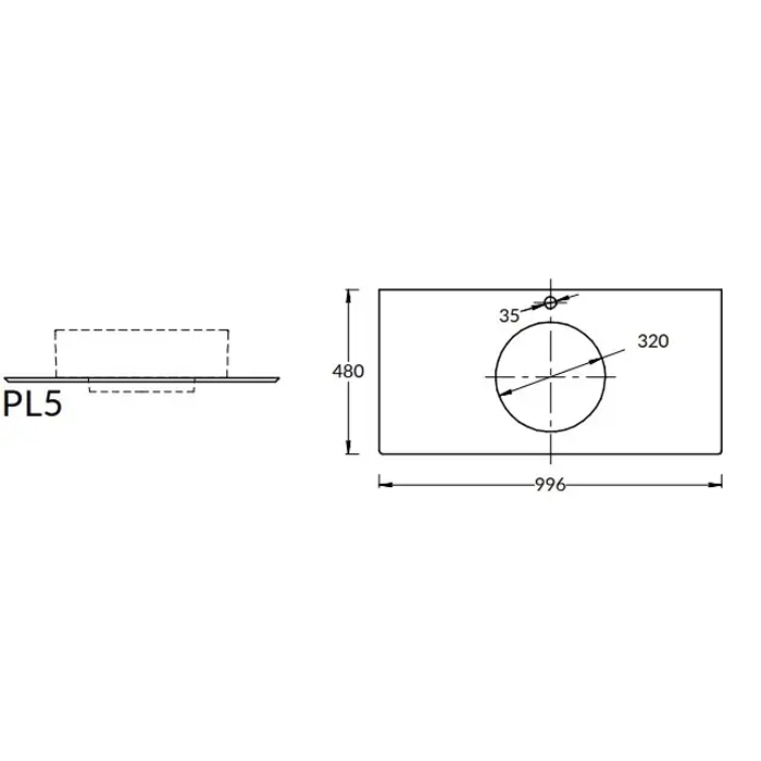 Мебель для ванной Столешница из керамогранита для накладных раковин Монте Тиберио 100 см, белый натуральный 