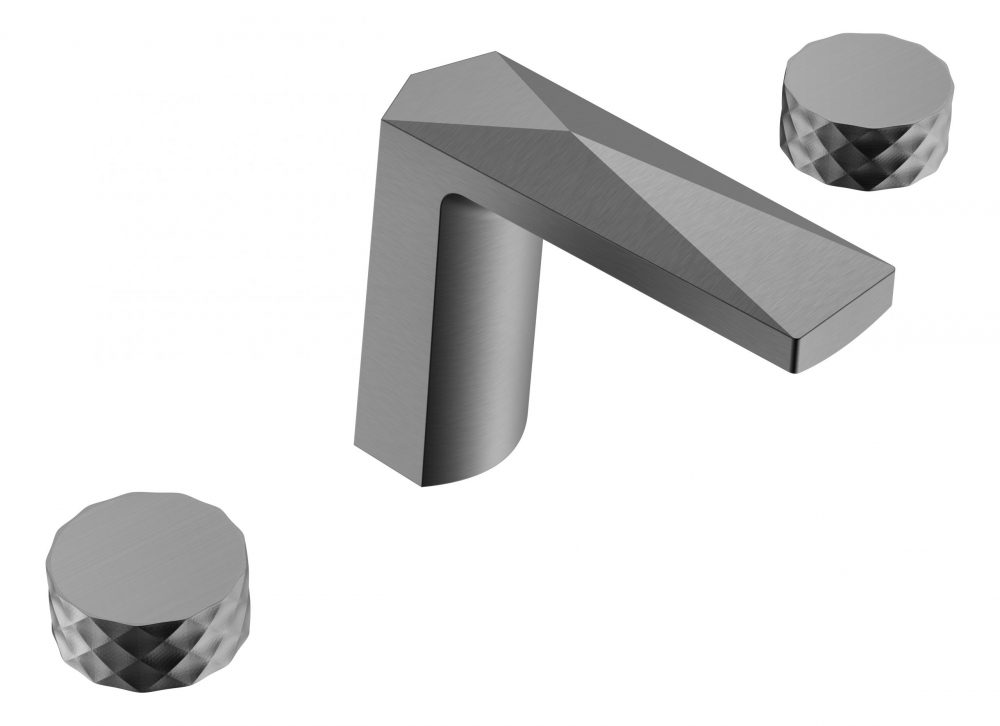 Смесители Смеситель врезной на 3 отверстия. Gun Metall, ручка DIAMOND 