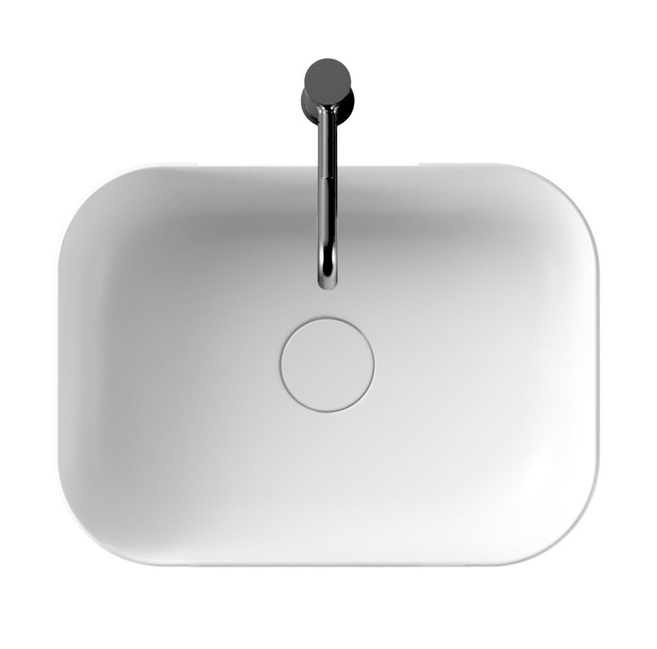 Раковины Накладная прямоугольная раковина с закругленными краями 50x37x16h см, цвет серый матовый 