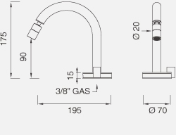 Смесители Настольный гидропрогрессивный смеситель с настраиваемым краном. Высота 175 мм GIO23 