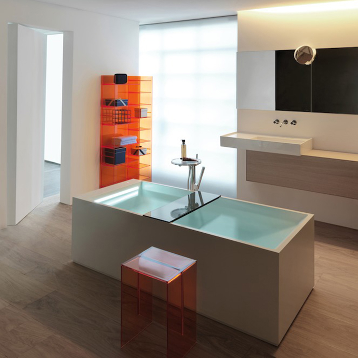 Ванны Laufen Kartell Ванна 1750x750x540мм, свободностоящая, с слив-переливом с подсветкой, сисит. подъема, материал: композит, цвет: белый 