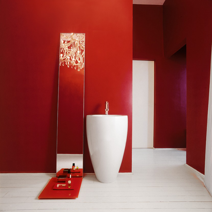 Раковины Напольная раковина 530х530х900мм с 1 отв. под смеситель, с покр. LLC, цвет: белый 