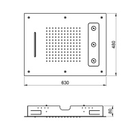 Душевая программа Душевая лейка потолочная встраив., 630х480 мм, 3 режима, цвет Mirror Stainless Steel 