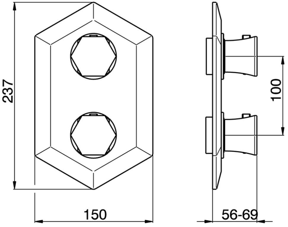Смесители Внешняя часть встраиваемого термостатического смесителя для душа, переключатель на 3 выхода, цвет золото 