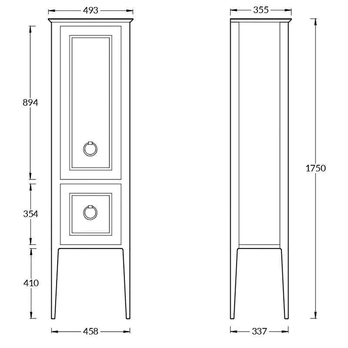 Мебель для ванной Пенал Classic NEO напольный 175, белый матовый 