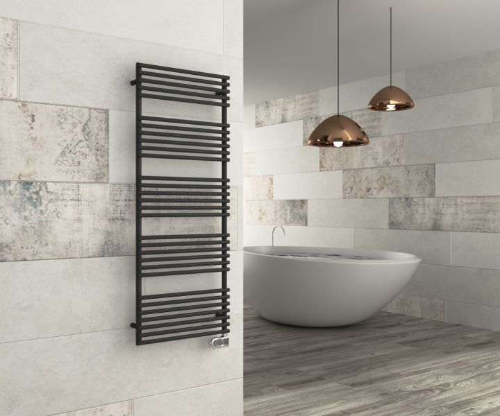 П/сушитель элект. 580/1150, цвет черный мат., цвет хром для термостата