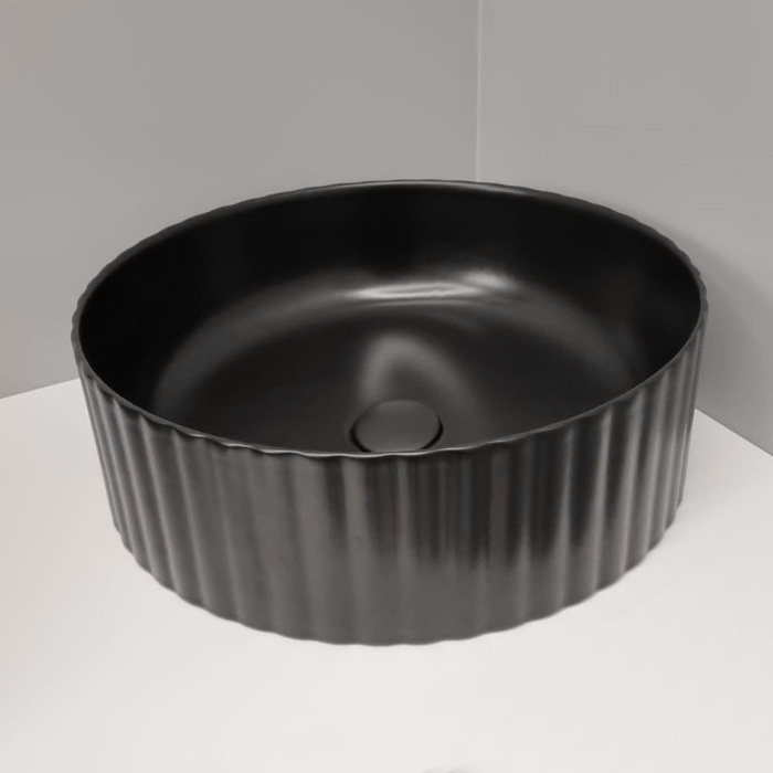 Раковина накладная,44,5хh14,5см, без отв под смеситель, без перелива, цвет: черный матовый