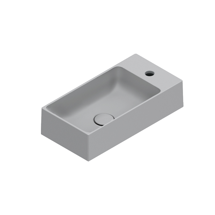 Раковины Раковина 50x25, с 1 отверстием под смеситель, покрытие Cataglaze+ , цвет Cemento Satinato 