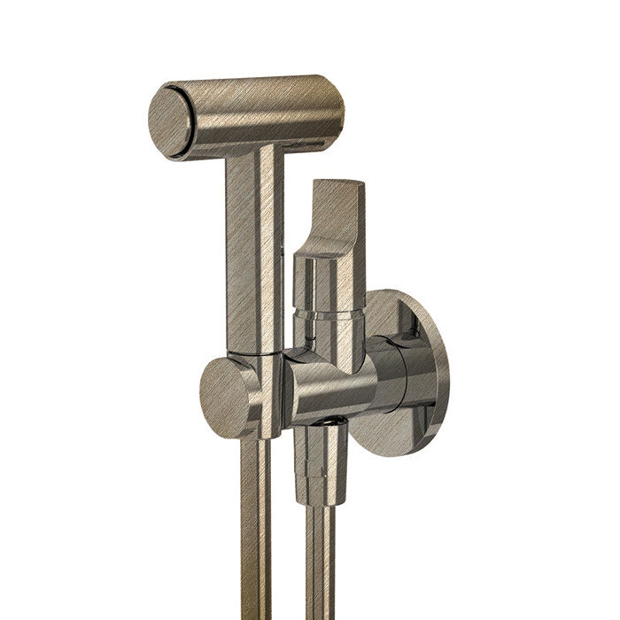 Гигиенический душ, настенный, со шлангом 120 см, цвет брашированный шампань (внешняя часть смесителя)