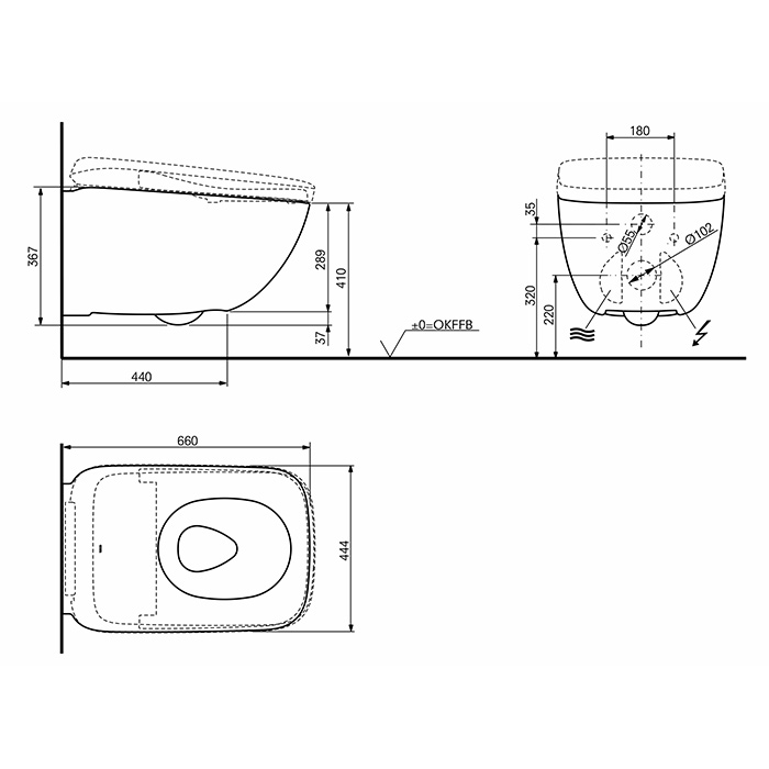 Унитазы-биде Wx1 washlet сиденье 449*667*122 мм, с дистанционным управлением, цвет черный матовый 