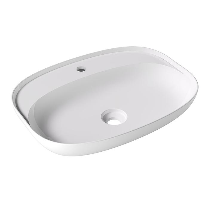 Раковины Раковина Oval 60x45хВ12 Plan, накладная, с отверстием под смеситель, белый глянцевый 