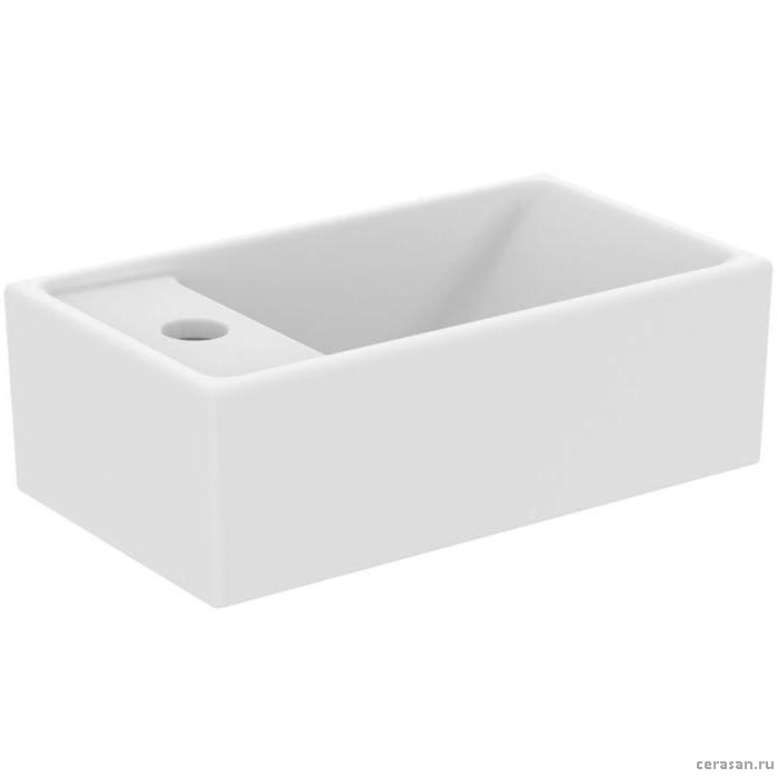 Раковина 370х210xh120 мм, подвесная, с отверстием под смеситель слева, без перелива, без крепежа, цвет белый матовый