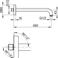Комплектующие Кронштейн для верхнего душа 450 мм (чёрный матовый) 