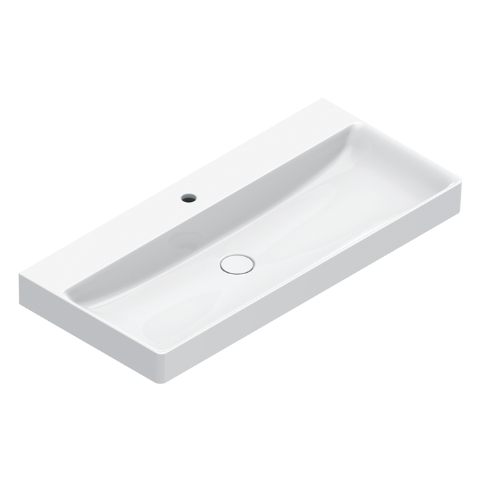 Раковины Раковина 100x47, с 1 отверстием под смеситель, покрытие Cataglaze+, цвет белый глянцевый 