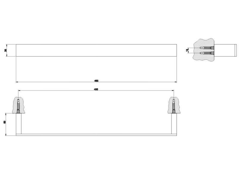 Аксессуары для ванной Настенный полотенцедержатель, 45 см, хром 