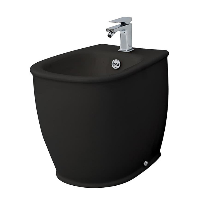 Биде напольное приставное 36*52см c креплением, с 1 отв под смеситель цвет черный