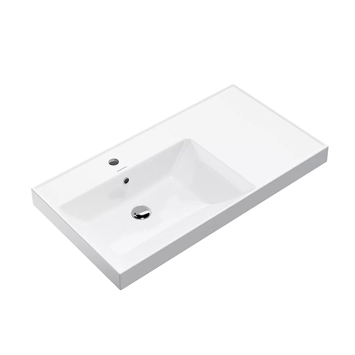 Раковины Раковина левая подвесная/мебельная 90,5x48,5x35 см с 1 отверстием под смеситель, с переливом, цвет белый глянцевый 