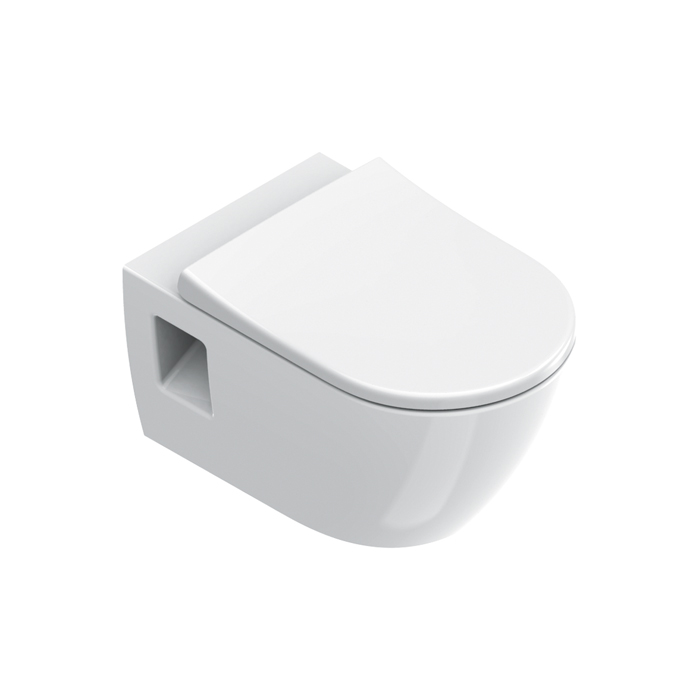 Унитазы Унитаз подвесной 55x35, безободковый, смыв Tornado, покрытие Cataglaze+, открытый креп., цвет белый глянцевый 