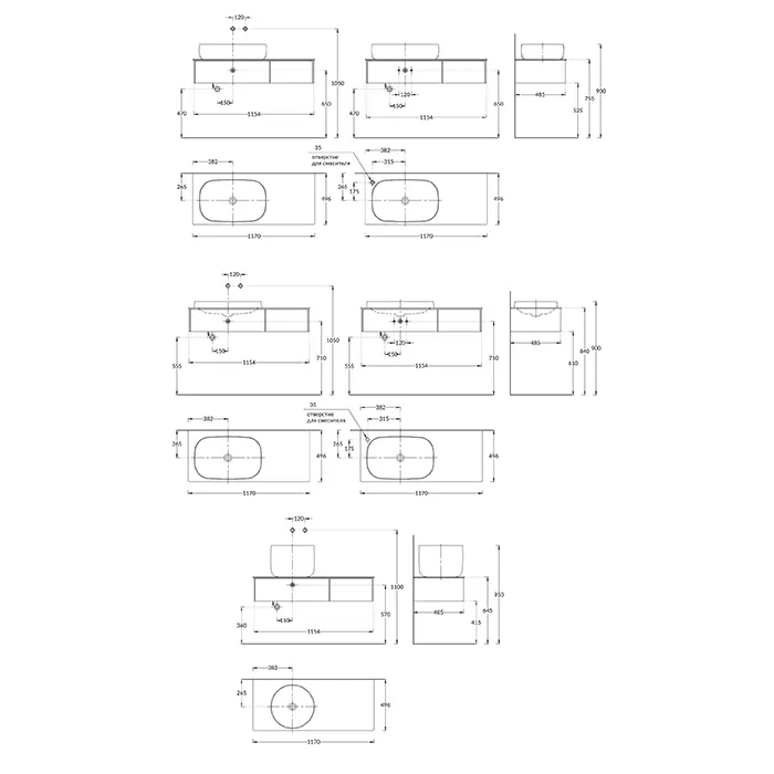 Мебель для ванной Тумба подвесная 120, 2 ящика, утренний серый матовый 