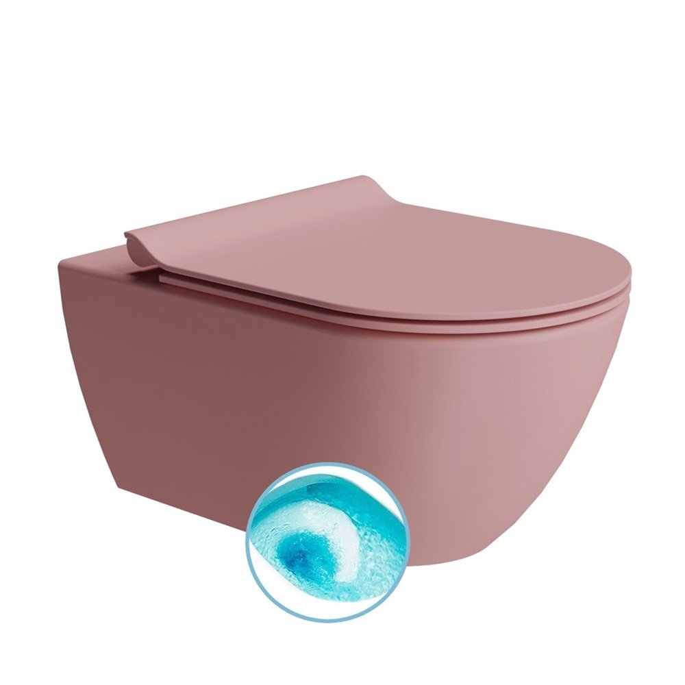 Унитазы Унитаз подвесной, безободковый (розовый матовый) 