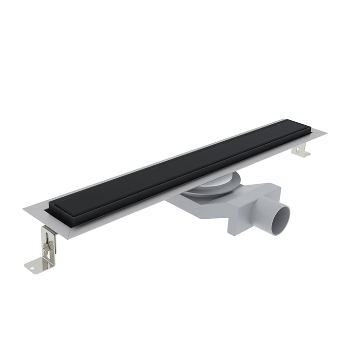 Душевые лотки и трапы Трап душевой PS IN-TILE 6x60 накладка из нержавеющей стали, комбинированный затвор с горизонтальным выпуском 50 мм, 40 л/мин, черный матовый 