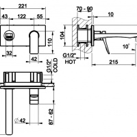 Смесители Настенный смеситель для раковины внешняя часть черный матовый 