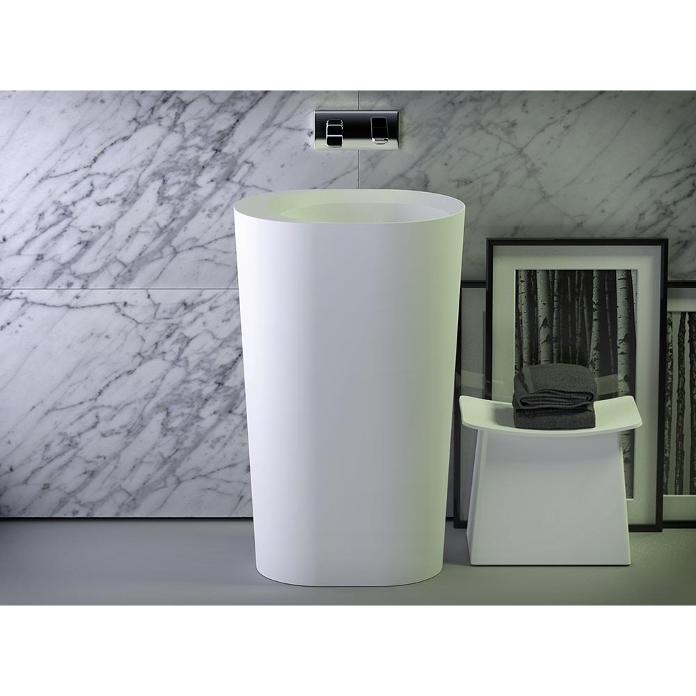 Раковины Раковина отдельностоящая, 55х40х90 см, цвет белый матовый, вывод в стену. 