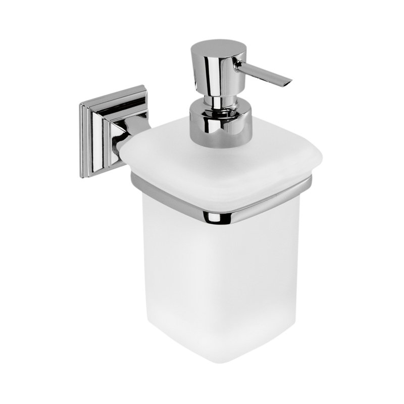 Дозатор для жидкого мыла, подвесной, цвет хром/матовое стекло