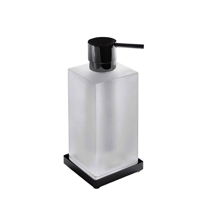 Дозатор для жидкого мыла настольный, цвет чёрный матовый/матовое стекло