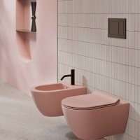 Унитазы Унитаз подвесной, безободковый (розовый матовый) 