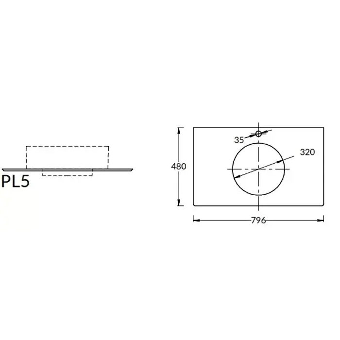 Мебель для ванной Столешница из керамогранита для накладных раковин Риальто 80, бежевая 