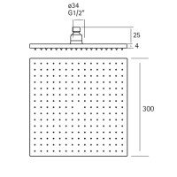 Душевая программа Верхний душ 300*300 мм (нержавеющая сталь) 