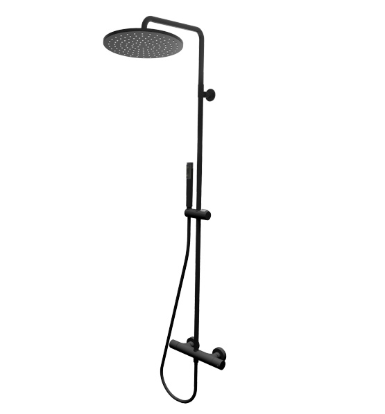 Душевая программа Душевой комплект с термостатом, верхний душ D280 мм, черный матовый 