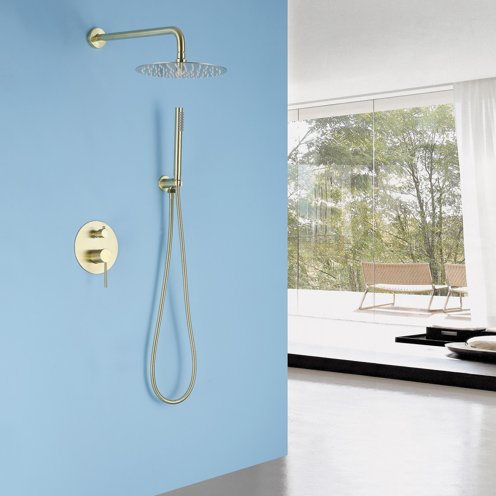 Душевая программа Душевая система скрытого монтажа без излива, золото матовое 